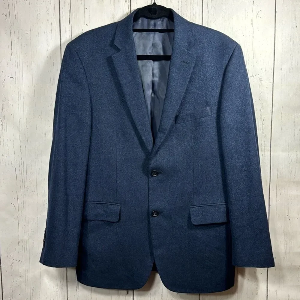 Jos A Bank Mens Linen Wool Blend Tailored Fit Navy Blue Casual Blazer Jacket